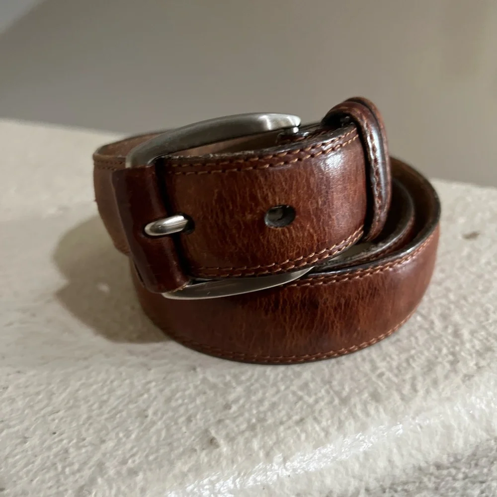 Fossil brown distressed Leather Belt Mens Medium l Work Rugged Utility IGrunge